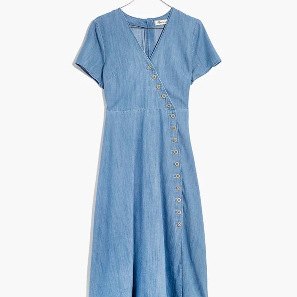 Madewell Indigo button wrap midi dress- worn once!